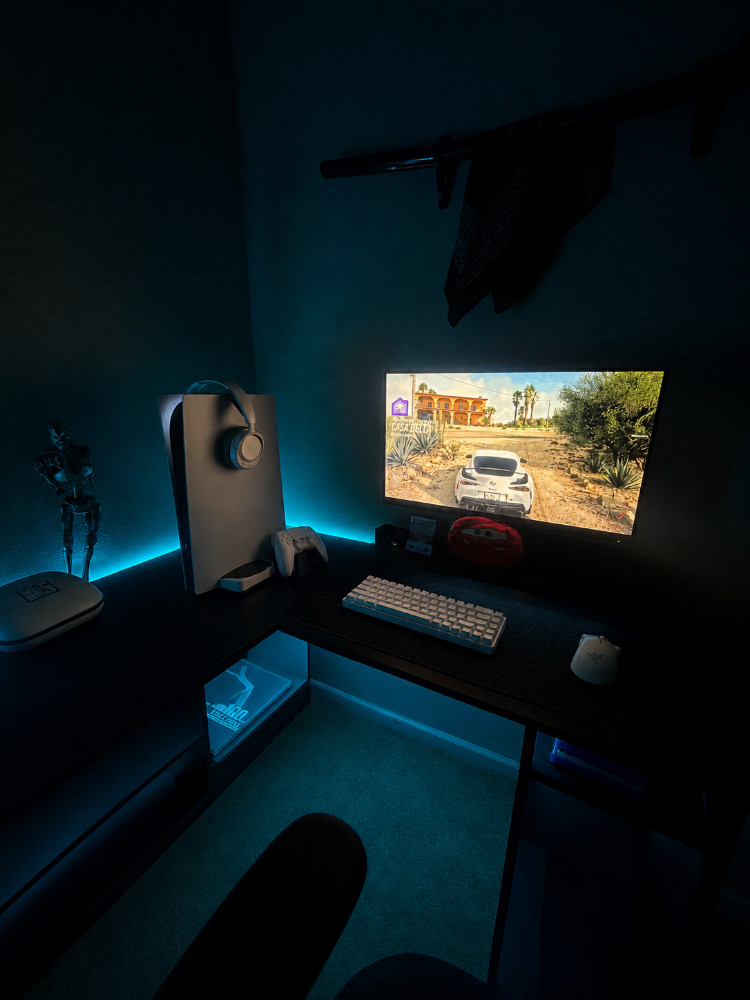 Community featured PS5 gaming setup with blue RGB lighting