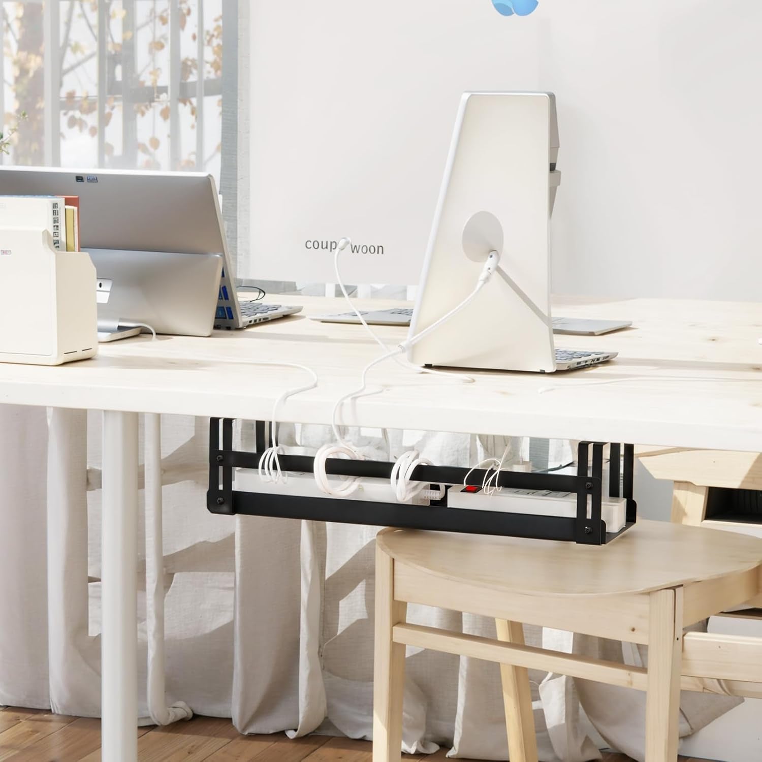 under Desk Cable Management Tray, 17 in Metal Cable Tray Basket