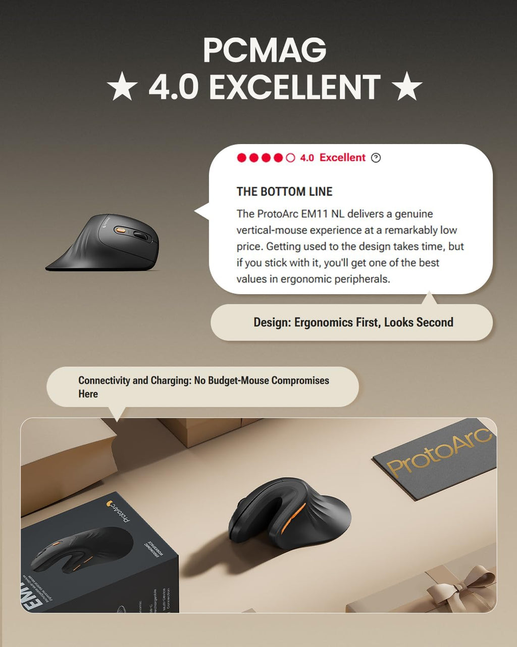 EM11 Ergonomic Vertical Wireless Mouse