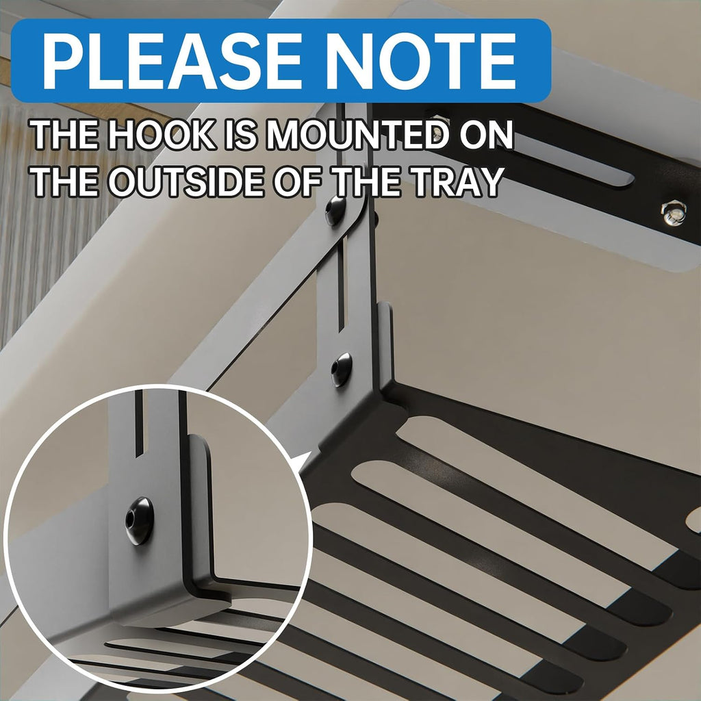 under Desk Cable Management Tray, 17 in Metal Cable Tray Basket