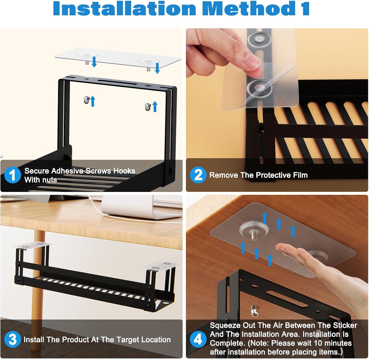 under Desk Cable Management Tray, 17 in Metal Cable Tray Basket