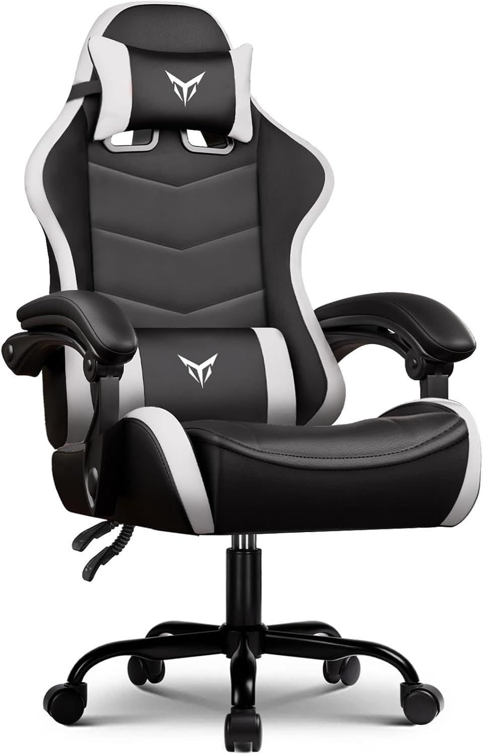 Gaming Chair High Back Computer Chairs for Adults, Ergonomic Height Adjustable Recliner Chair 300Lbs with Linkage Armrest and Lumbar Support for Home Office, White