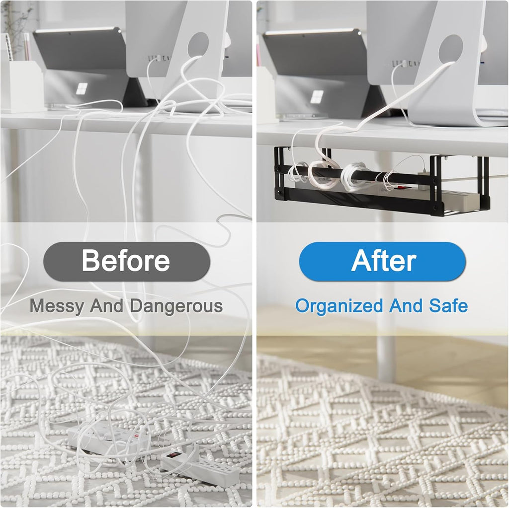 under Desk Cable Management Tray, 17 in Metal Cable Tray Basket