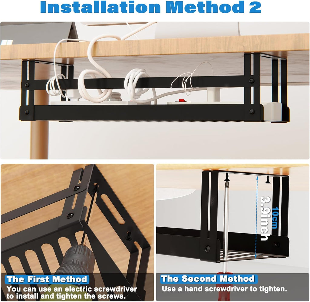 under Desk Cable Management Tray, 17 in Metal Cable Tray Basket