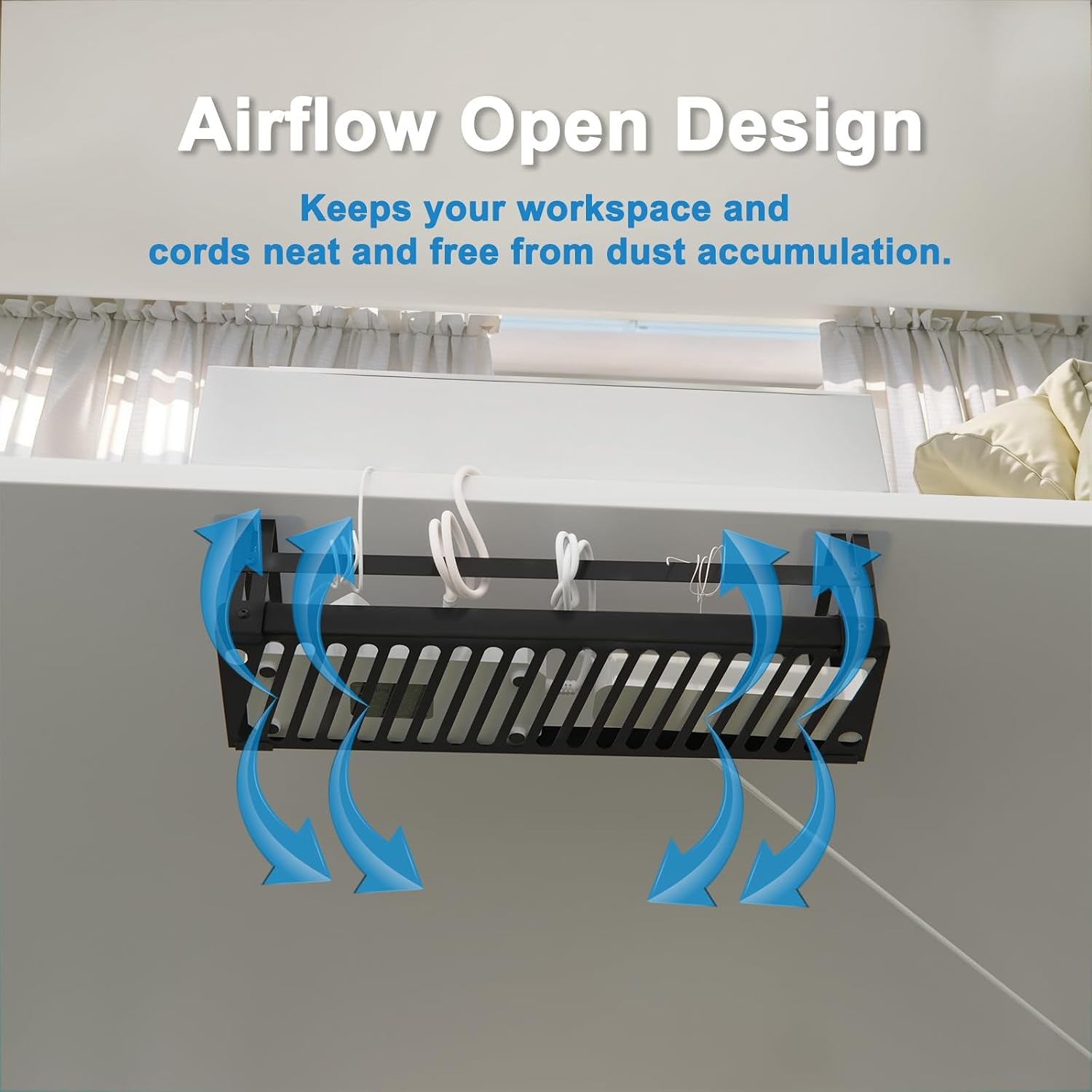under Desk Cable Management Tray, 17 in Metal Cable Tray Basket